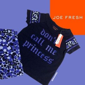NWT Joe Fresh Girls Blue Floral Print 2 Piece Set